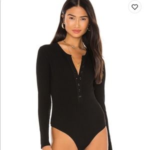 ASTR Black Button Bodysuit